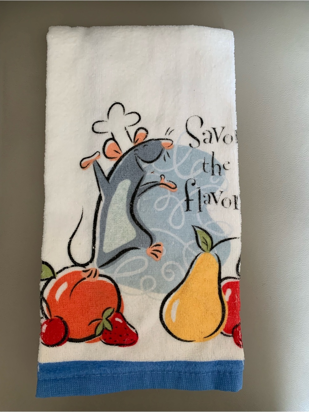 Chef Mouse Fruit Kitchen Towel - White with Yellow, Orange & Blue